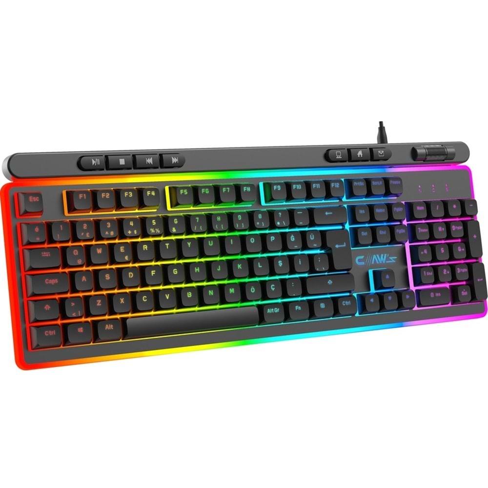 Claw's Nova K1 360° Özelleştirilebilir Rgb & Yazılımlı Full Membran 104+7 Tuşlu Ekstra Multimedya / Rollover Ses Kontrol Mekanizmalı Gaming Klavye