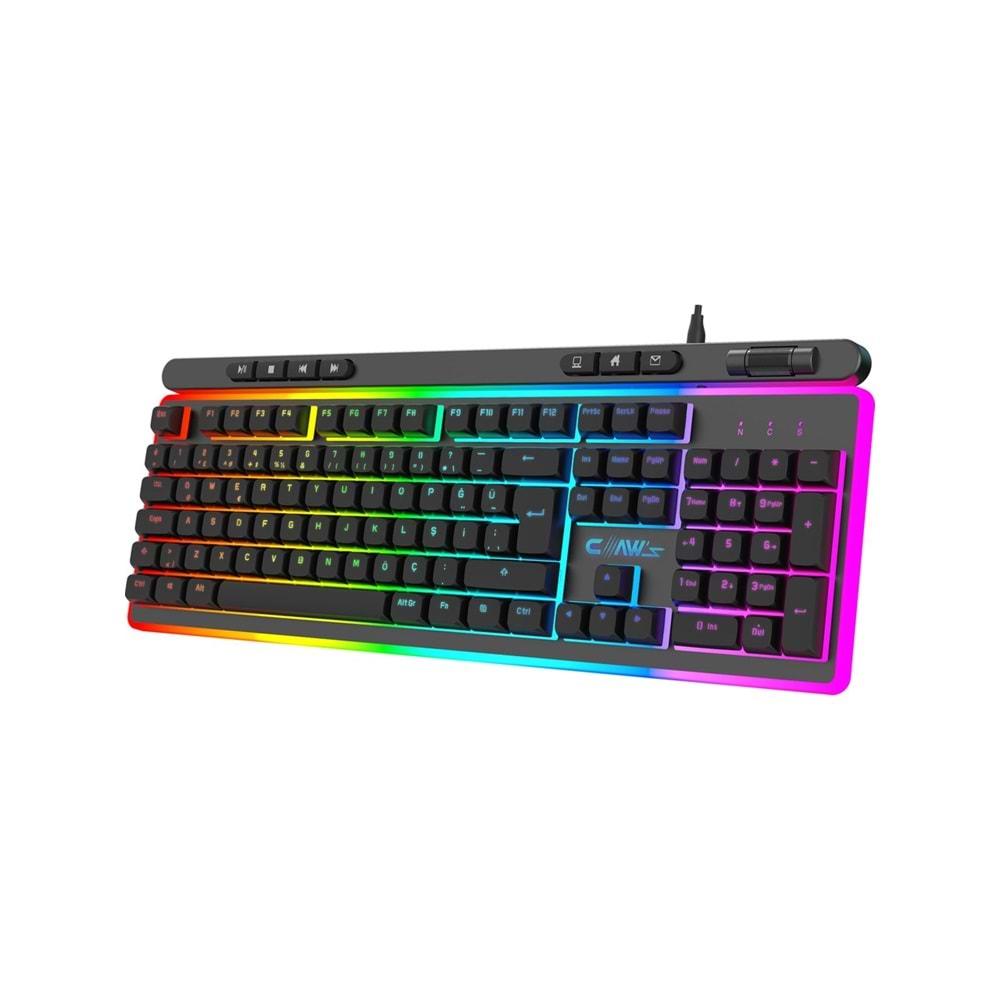 Claw's Nova K1 360° Özelleştirilebilir Rgb & Yazılımlı Full Membran 104+7 Tuşlu Ekstra Multimedya / Rollover Ses Kontrol Mekanizmalı Gaming Klavye