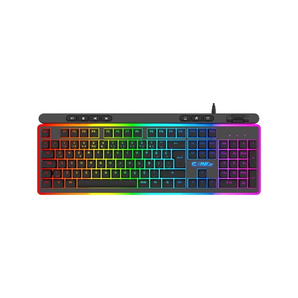 Claw's Nova K1 360° Özelleştirilebilir Rgb & Yazılımlı Full Membran 104+7 Tuşlu Ekstra Multimedya / Rollover Ses Kontrol Mekanizmalı Gaming Klavye