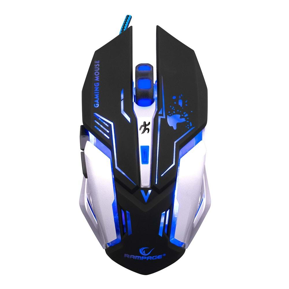 Rampage KM-R77 Siyah Usb 3 Farklı Ledli Gaming US Layout English Multimedia Klavye + Mouse Set