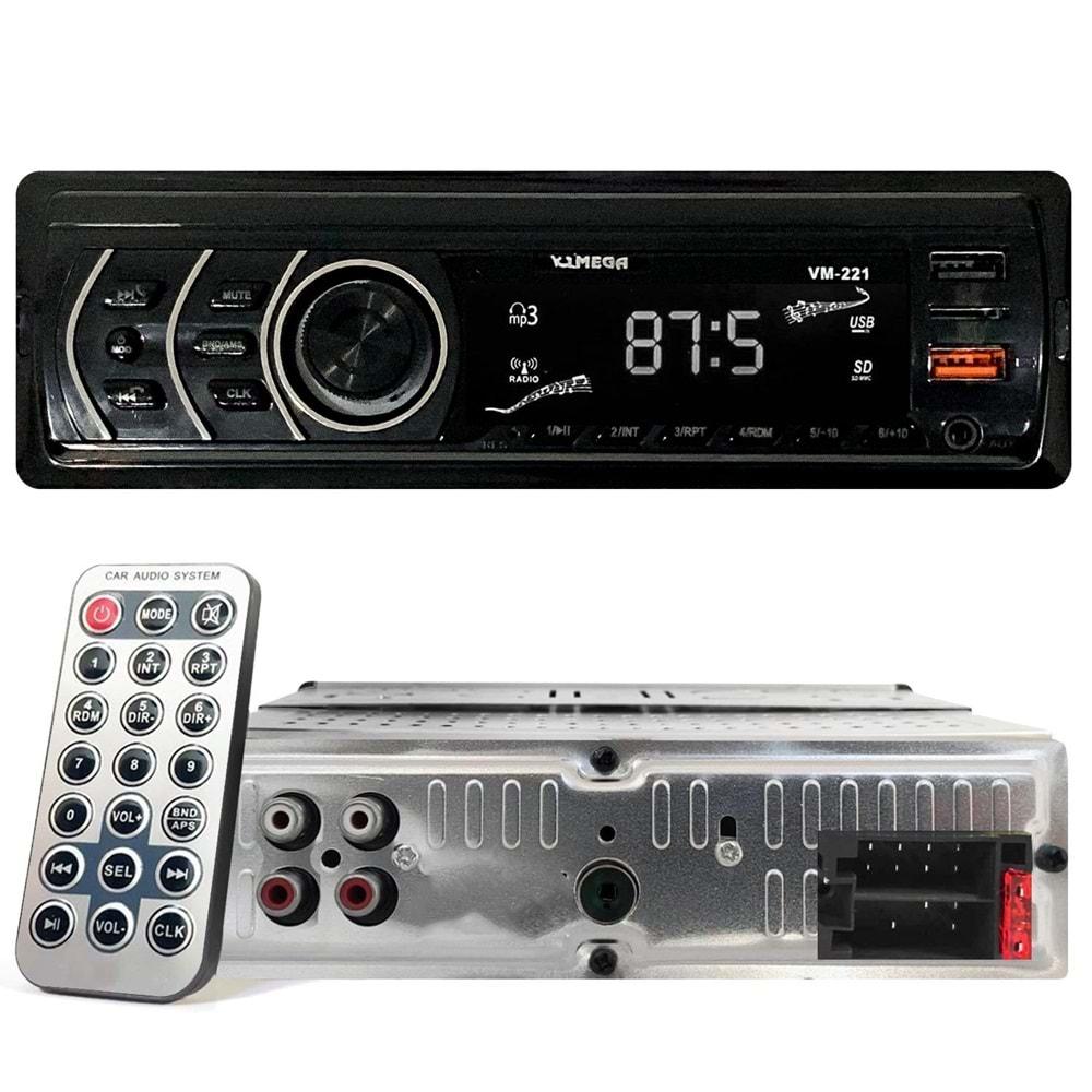 MEGA VM-221 Oto Teyp 4X50 Watt Bluetooth 2xUsb Sd Fm Aux