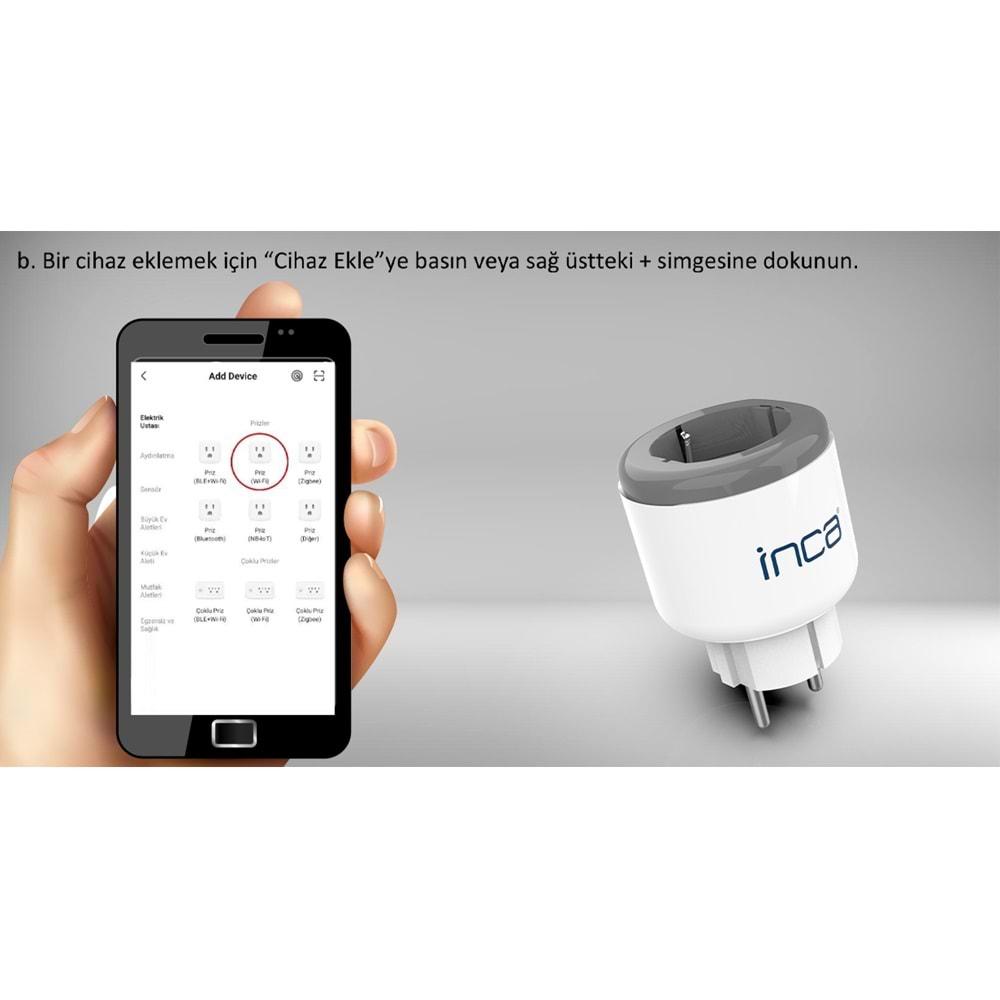 Inca IWA-283 16A Bluetooth Wi-Fi Akım Korumalı Akıllı Priz (Zamanlama,Geri Sayım,Sesle Kontrol,Güç)