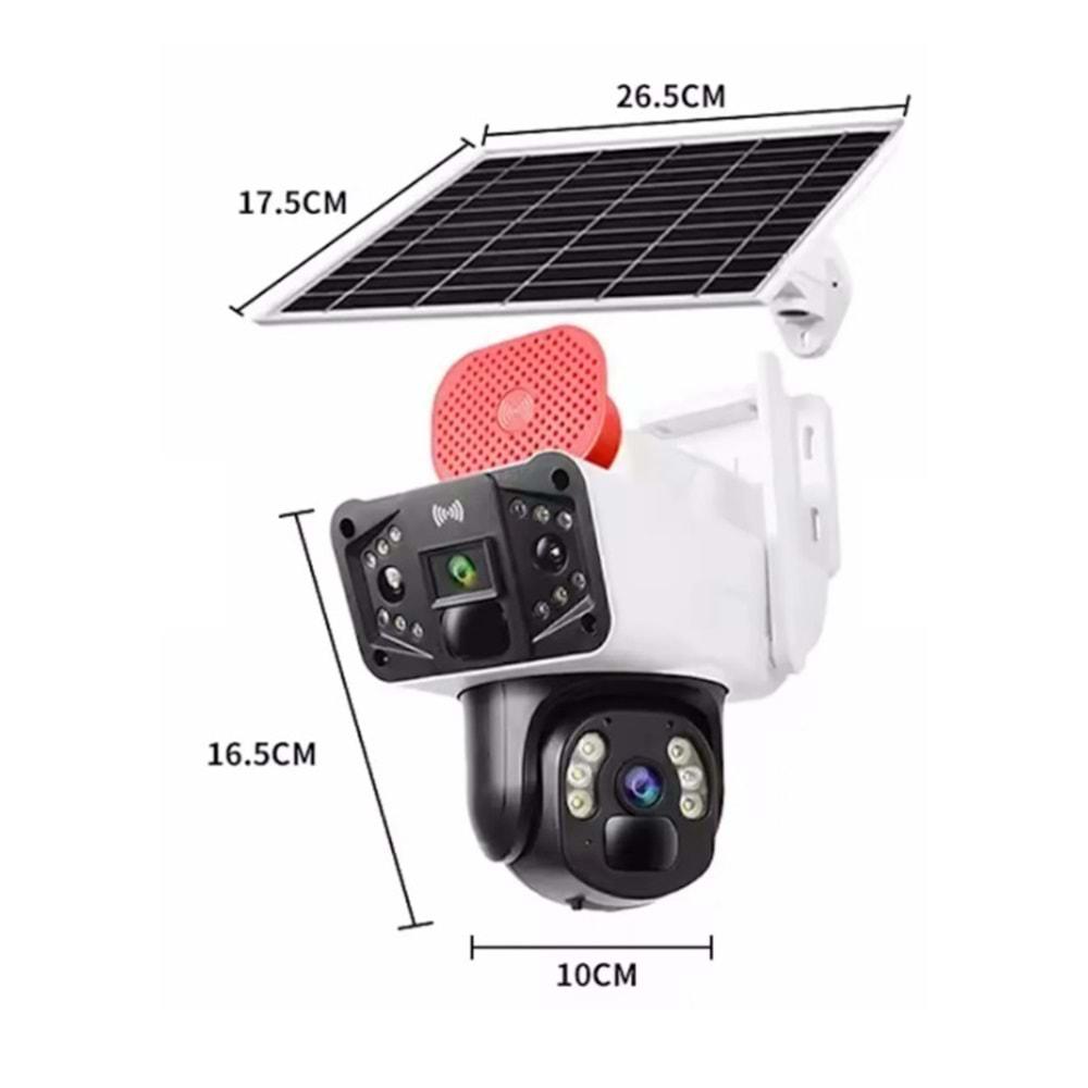 O-KAM 3915 4G 6MP Dual Lens Güneş Panelli PTZ Solar Sirenli Kamera