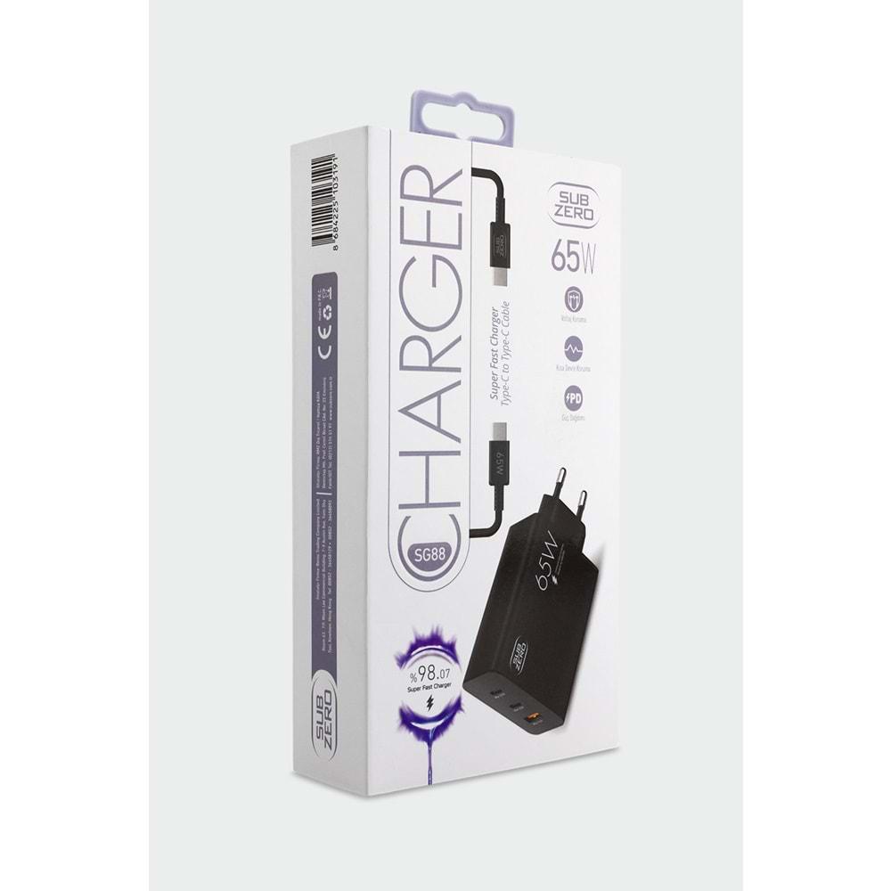 Subzero SG88 65W Usb+PD+PD Girişli Süper Fast Type-C Şarj Aleti