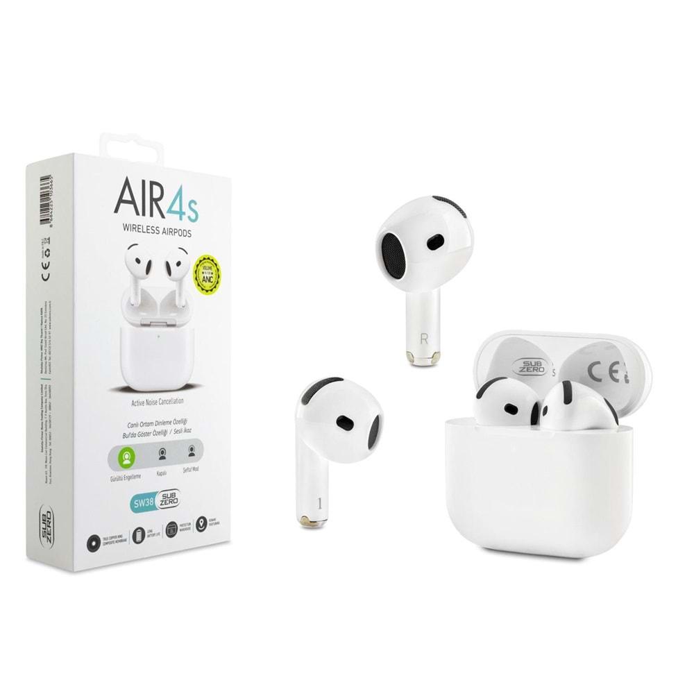 Subzero SW38 AIR4S ANC Gürültü Engelleme Beyaz Kılıf Hediyeli Bluetooth Kulaklık