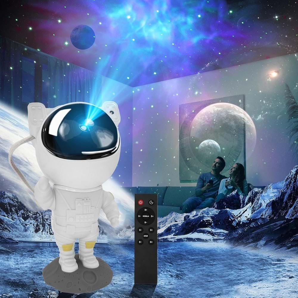 YK Desıgn YK3537 Beyaz Astronot Kumandalı Bluetooth Hoparlör Müzik Çalar