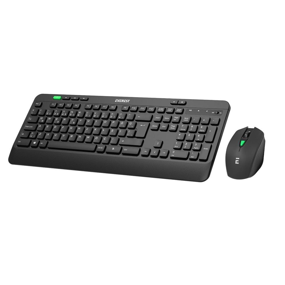 Everest KM-2620 Siyah Usb Sessiz Switch İnce Kablosuz Q Multimedia Klavye + Mouse Set