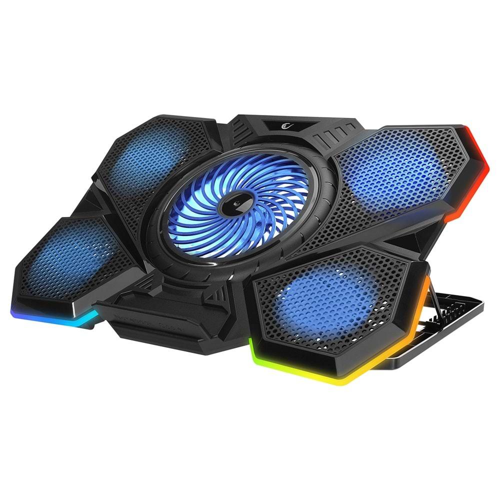 Rampage AD-RC13 BELLATRIX Siyah 5 Fan 2 USB RGB Işıklı 15-17 Notebook Soğutucu Stand