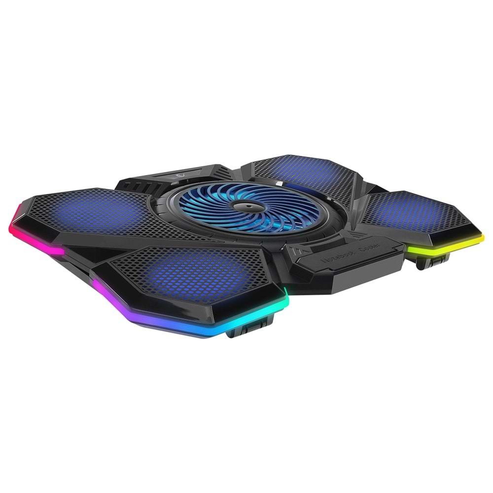 Rampage AD-RC13 BELLATRIX Siyah 5 Fan 2 USB RGB Işıklı 15-17 Notebook Soğutucu Stand