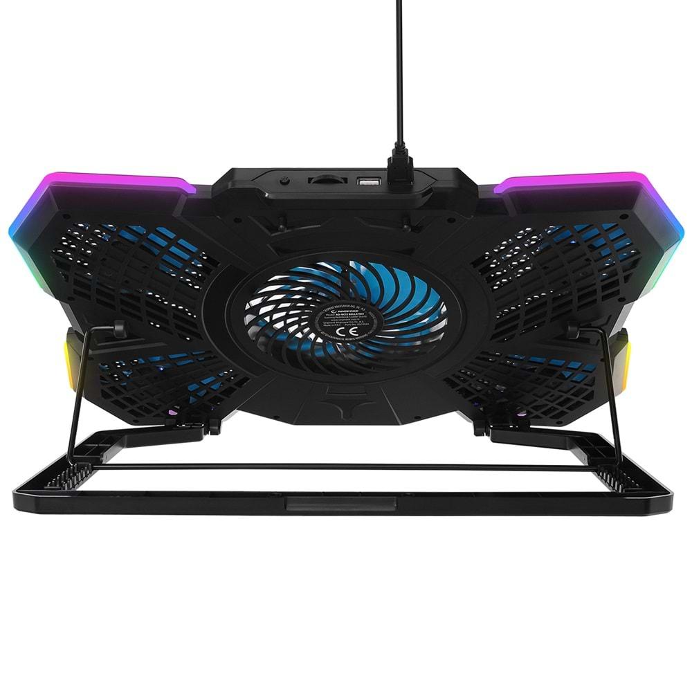 Rampage AD-RC13 BELLATRIX Siyah 5 Fan 2 USB RGB Işıklı 15-17 Notebook Soğutucu Stand