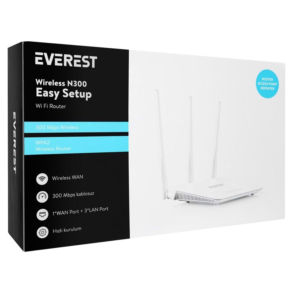 Everest EWR-F303 300Mbps 2.4GHz 3x 5dBi Anten 1x WAN 3x LAN Repeater+AP+WISP Destekli Wireless Router