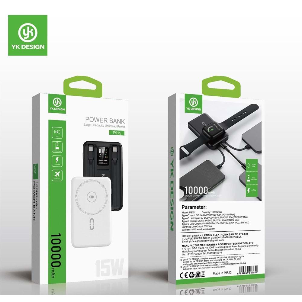 Yk Desıgn P915 10.000 Mah Magsafe Kablosuz Saat Şarj Özellikli 155W Hızlı Powerbank