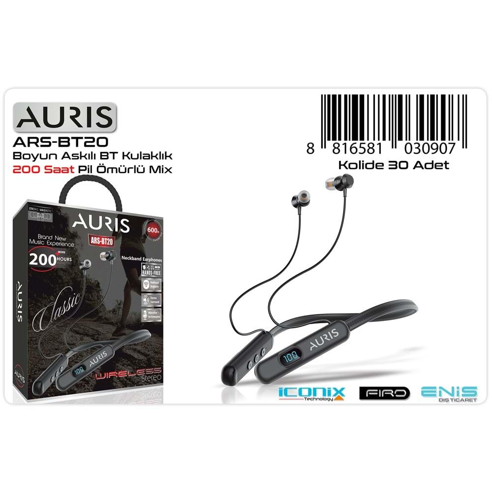 Auris ARS-BT20 200 Saat Lcd Ekranlı Boyun Askılı Bluetooth Kulaklık