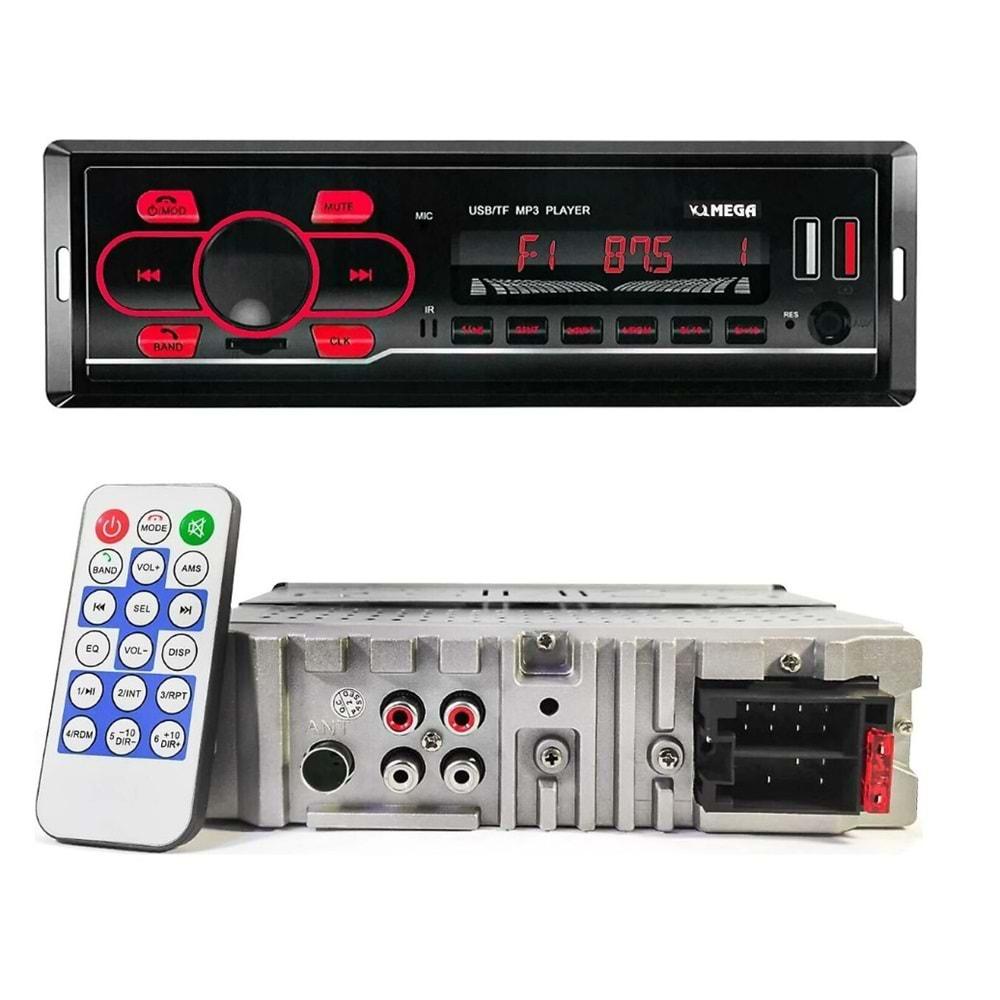 MEGA VM-101 Oto Teyp 4X50 Watt Bluetooth 2xUsb Sd Fm Aux 7 Renk