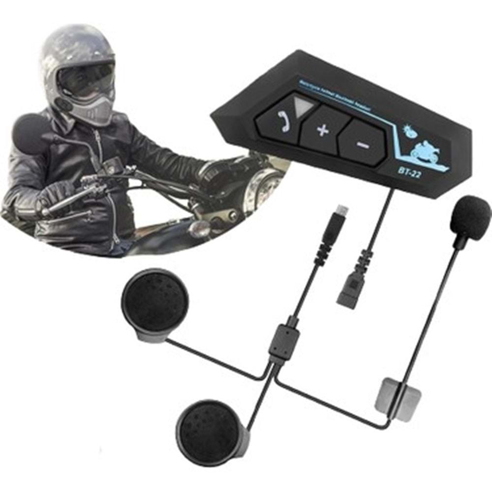Yk desıgn BT22 Bluetooth Motosiklet Kulaklığı Intercom Siyah Motorsiklet Kulaklık