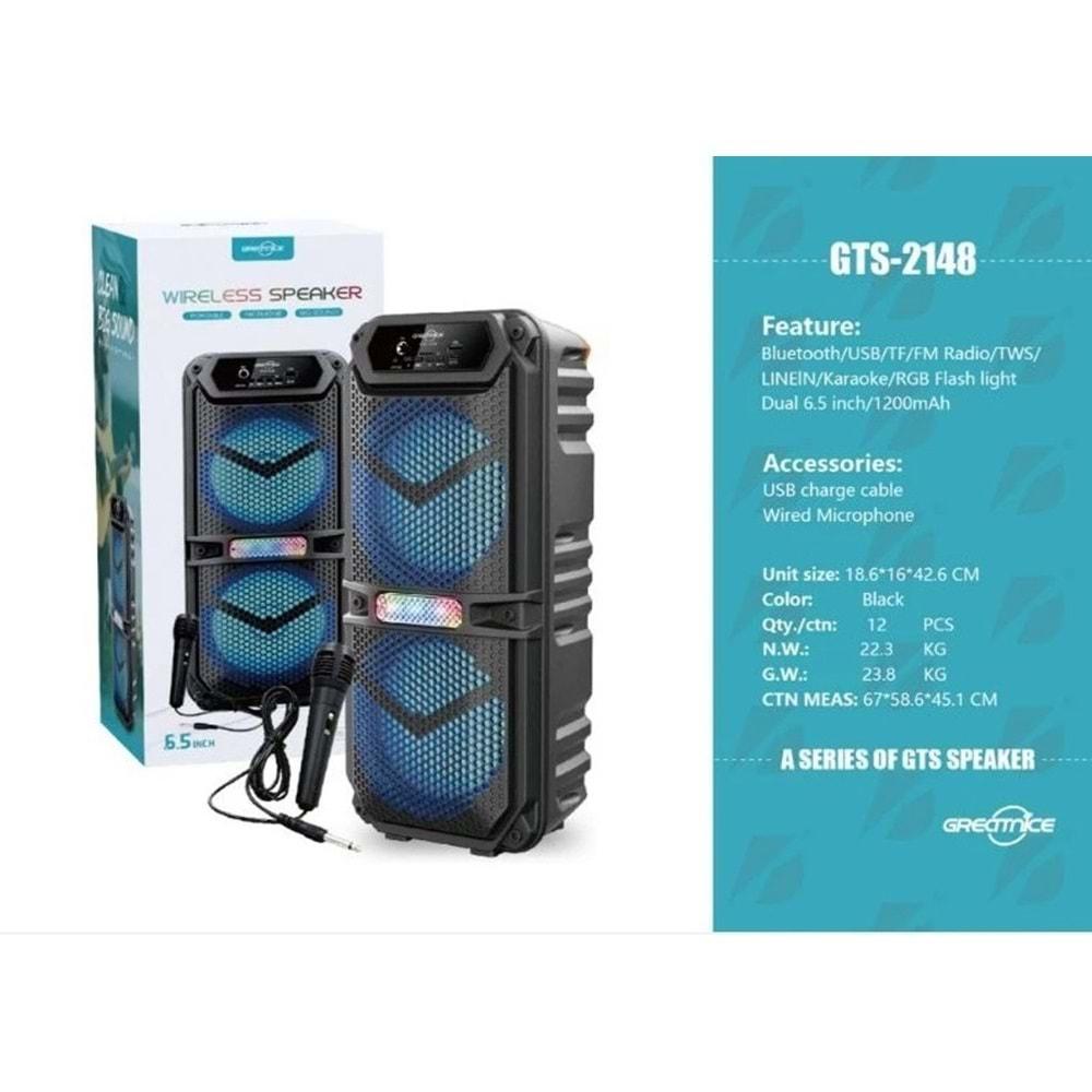 GTS-2148 RGB Mikrofonlu Ledli Bluetooth Speaker Usb-Tf-Fm