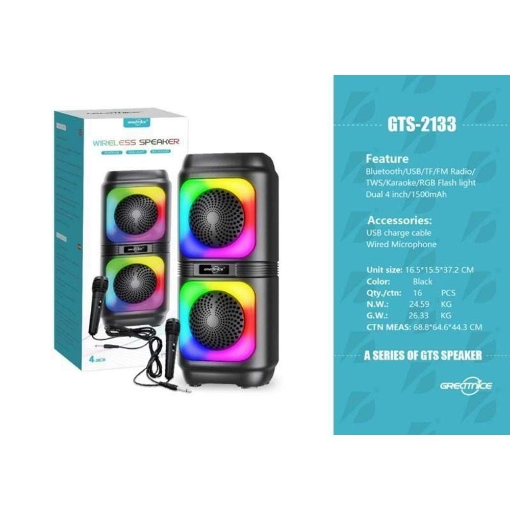 GTS-2133 RGB Mikrofonlu Ledli Bluetooth Speaker Usb-Tf-Fm