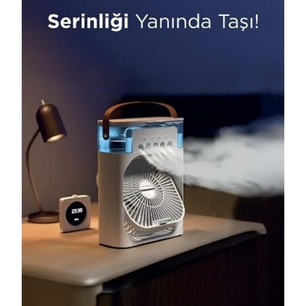 Torima F-17 Taşınabilir Masaüstü Hava Nemlendirici Buz Renkli Fan Vantilatör