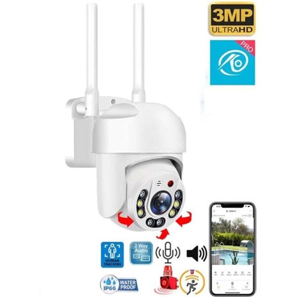 O-KAM-3011WiFi PTZ Camera 3.5 inch 3MP Tek Kamera Dual Light Leds