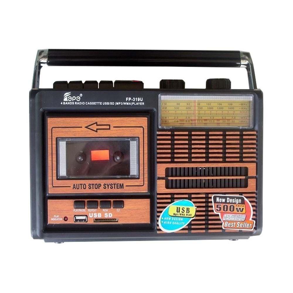 FB-319U USB SD MP3 Çalar Bluetooth Şarjlı Nostaljik Radyo Kaset Çalar