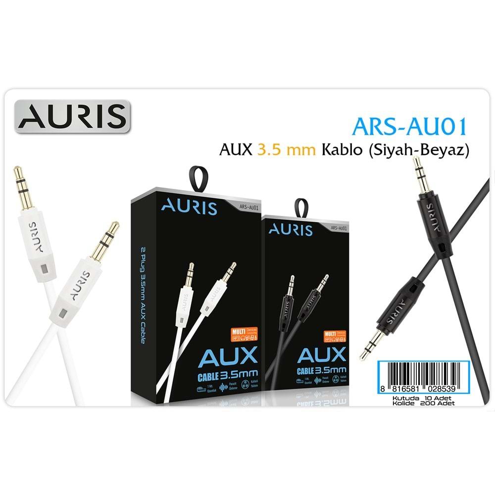 Auris ARS-AU01 Siyah/Beyaz 1mt Aux Kablo