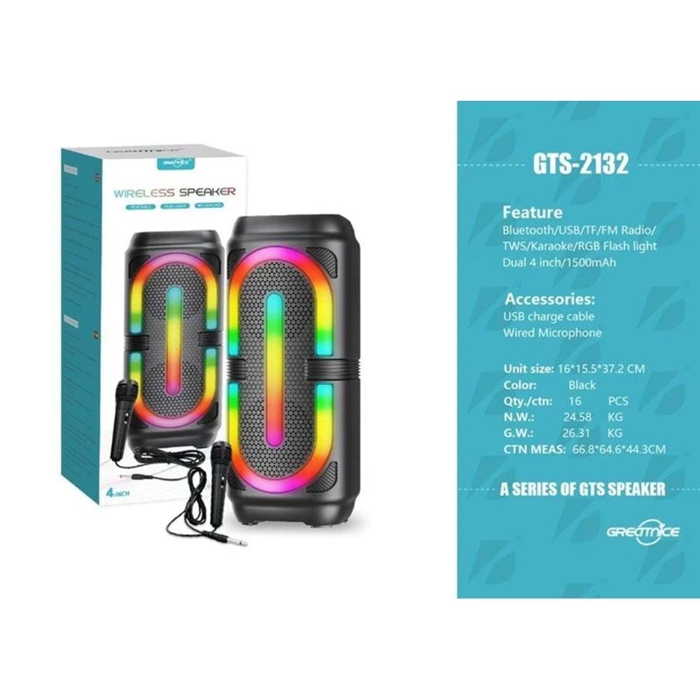 GTS-2132 RGB Işıklı Mikrofonlu Bluetooth Hoparlör Speaker