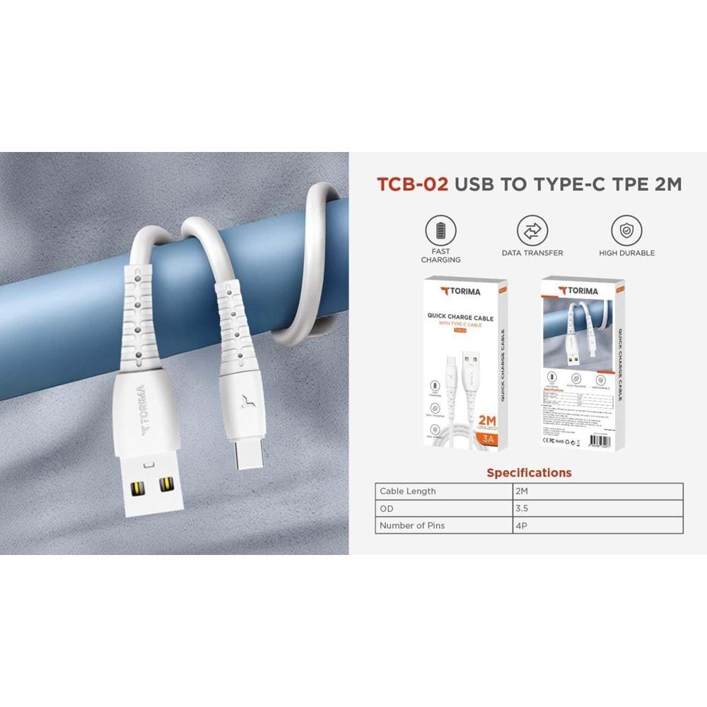 Torima TCB-01 2Mt Usb To Type-C Şarj Kablosu