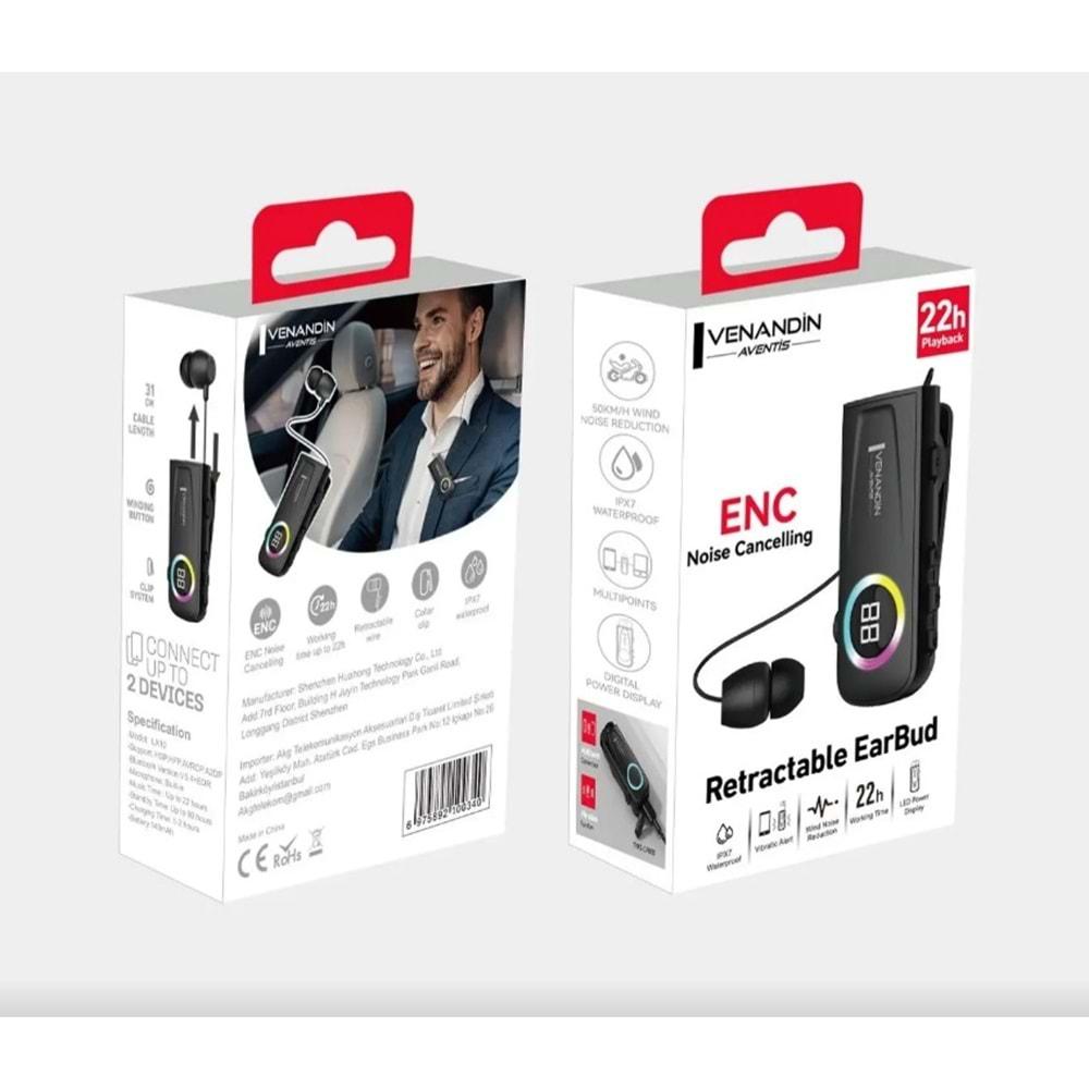 Venandin Luxora LX10 Makaralı Led Göstergeli RGB Titreşimli Bluetooth Kulaklık