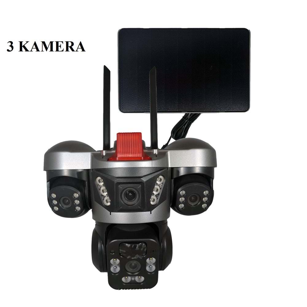 Apronx APX-WSP364 9Mp 3.6mm 2*2.8mm 4G Solar 24 Led PTZ(3Kameralı)