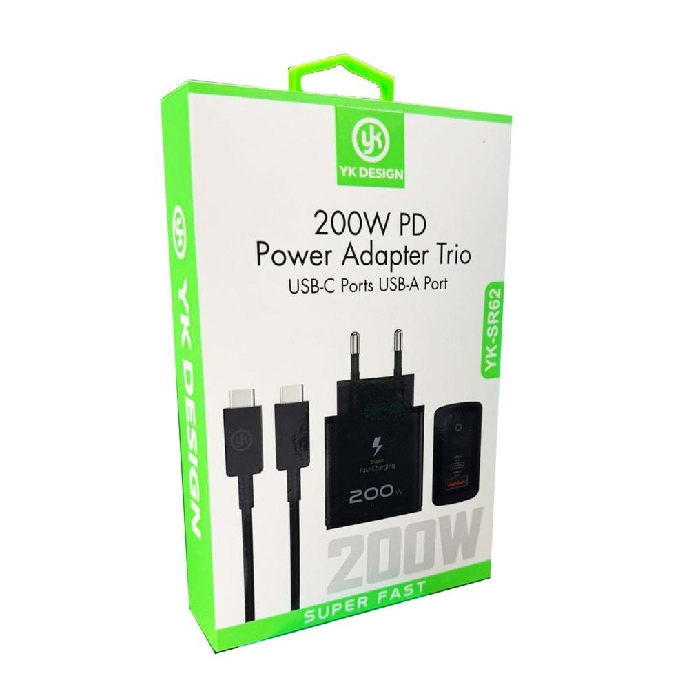 Yk Desıgn YK-SR62 200W Type-C Kablolu Turbo Ev Tipi Şarj Aleti