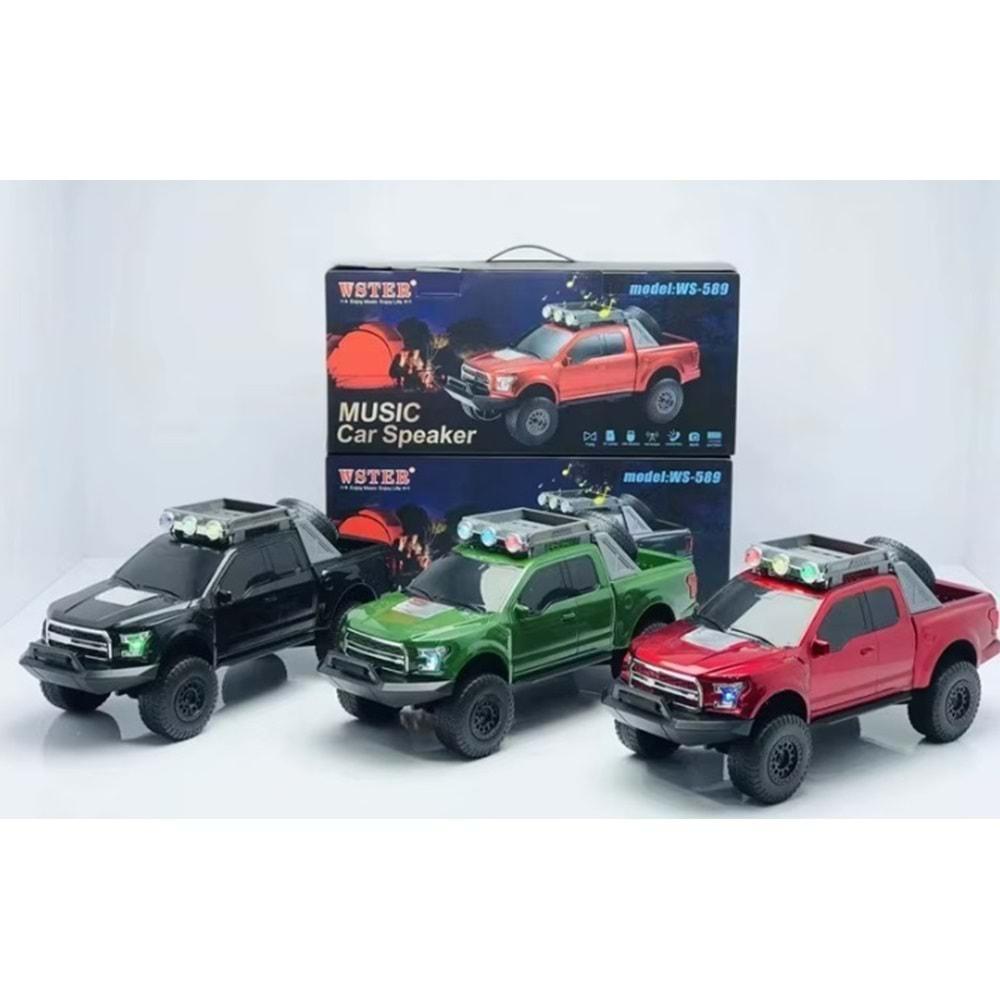 WS-589 Oto Tasarımlı Bluetooth Hoparlör Sd Kart Usb Kablosuz Speaker