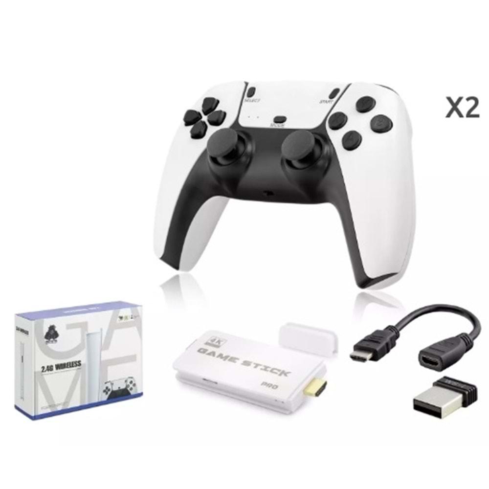 Nodar ND764 Çift Kollu Retro Game Konsolu – Hdmi Çıkışlı, 64GB Destekli, 2.4G Kablosuz Taşınabilir Oyun Konsolu Beyaz