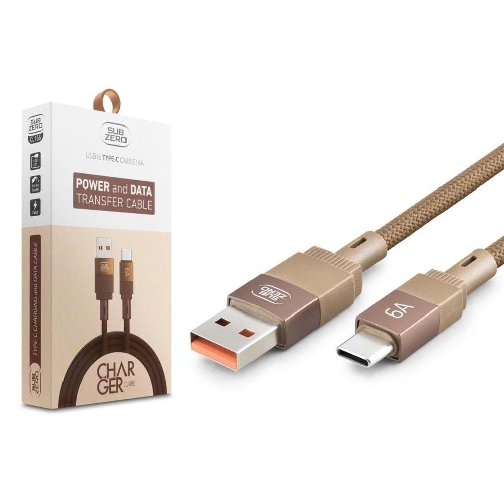 Subzero CL166 Metal Başlık Hasır 6A TYPE-C Hızlı Şarj Data Kablosu 1mt
