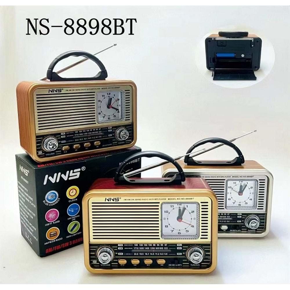 NNS NS-8898BT Usb/Sd Mp3 Çalar Bluetooth Şarjlı Nostaljik Radyo