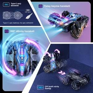 Katjmer D901 Uzaktan Kumandalı Drift Dublör Araba 360 Derece Dönebilen Ve Her Yöne Giden (2 batarya)