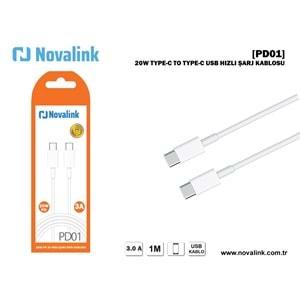 Novalink PD01 Type-C To Type-C 3A Şarj Veri Kablosu