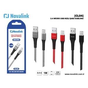 Novalink CL04 Micro 3.4A Hasır Şarj Veri Kablosu