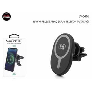 Subzero MC60 15W Magnetic Kablosuz Araç Şarj&Telefon Tutacagı
