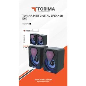Torima D04 Işıklı Bilgisayar Hoparlörü 1+1 Ses Sistemi 3.5mm Jack Girişli Multimedia Usb Speaker