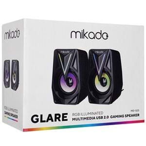 Mikado MD-S23 GLARE 2.0 Multimedia 3W*2 Siyah USB RGB Işıklı Gaming Speaker Hoparlör