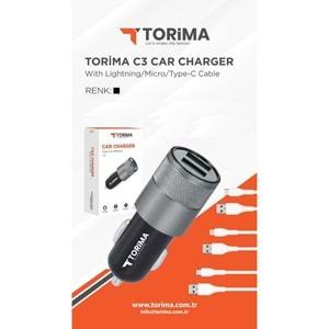 Torima C3 Çift Çıkış İphone Araç Şarj Aleti 3.1A