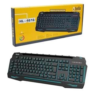 Hello HL-4616 4 Makro Tuşlu 3 Renk Işıklı Gaming Oyuncu Klavye