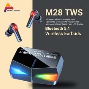 M28 Wireless 5.1 Ios Android Uyumlu Powerbankli Işıklı Bluetooth Kulaklık