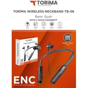 Torima TB-06 Siyah 200 Saat Şarjlı Kablosuz Sporcu Bluetooth Kulaklık