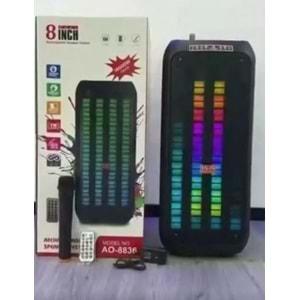 AO-8836 Bluetooth/Usb/Sd/ Müzik Kutusu Rgb Ledli Mikrofonlu