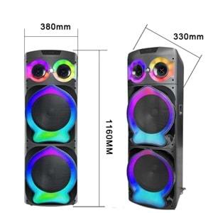 DR-1233 Büyük Boy 2 Kablosuz mikrofonlu/Ledli/Bluetooth/Sd/Usb Müzik Kutusu