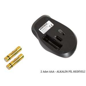 Everest SM-360 Usb Siyah 3D Optik Süper Sessiz Alkalin Pil Kablosuz Mouse