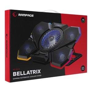 Rampage AD-RC13 BELLATRIX Siyah 5 Fan 2 USB RGB Işıklı 15-17 Notebook Soğutucu Stand
