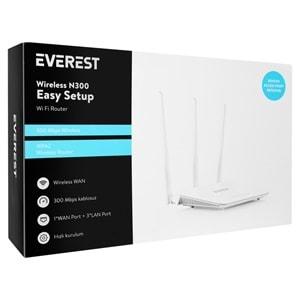 Everest EWR-F303 300Mbps 2.4GHz 3x 5dBi Anten 1x WAN 3x LAN Repeater+AP+WISP Destekli Wireless Router