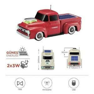 Torima D44 Kamyon Bluetooth Hoparlör FM-USB-TF Destekli Güneş Enerjili Speaker